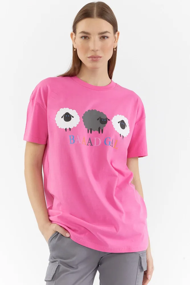 Oversized Baaad Gal Graphic T-Shirt