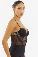 Lace Fishnet Bustier Bodysuit