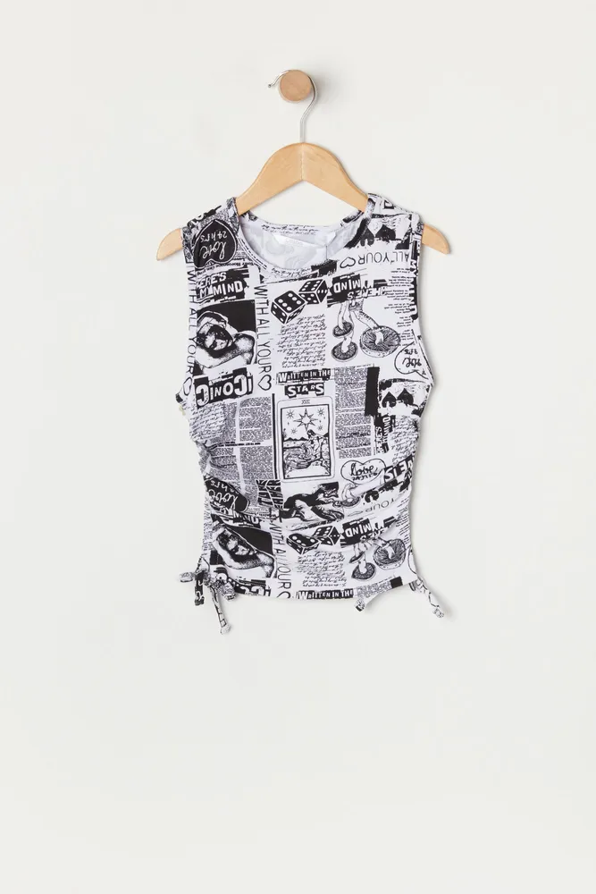 Inside Scoop Newspaper Print Crop Top