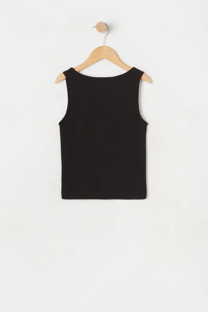 Girls Ribbed Heart Cut Out Tank