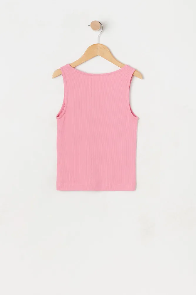 Girls Ribbed Heart Cut Out Tank