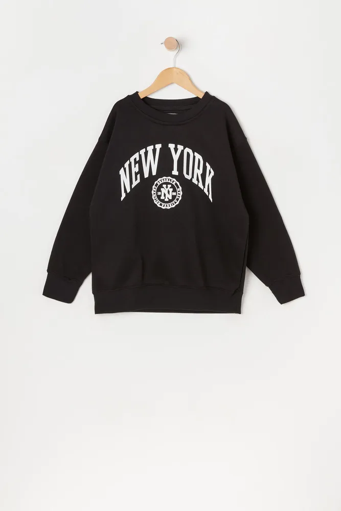 Urban Kids Girls New York Graphic Oversized Fleece Sweatshirt