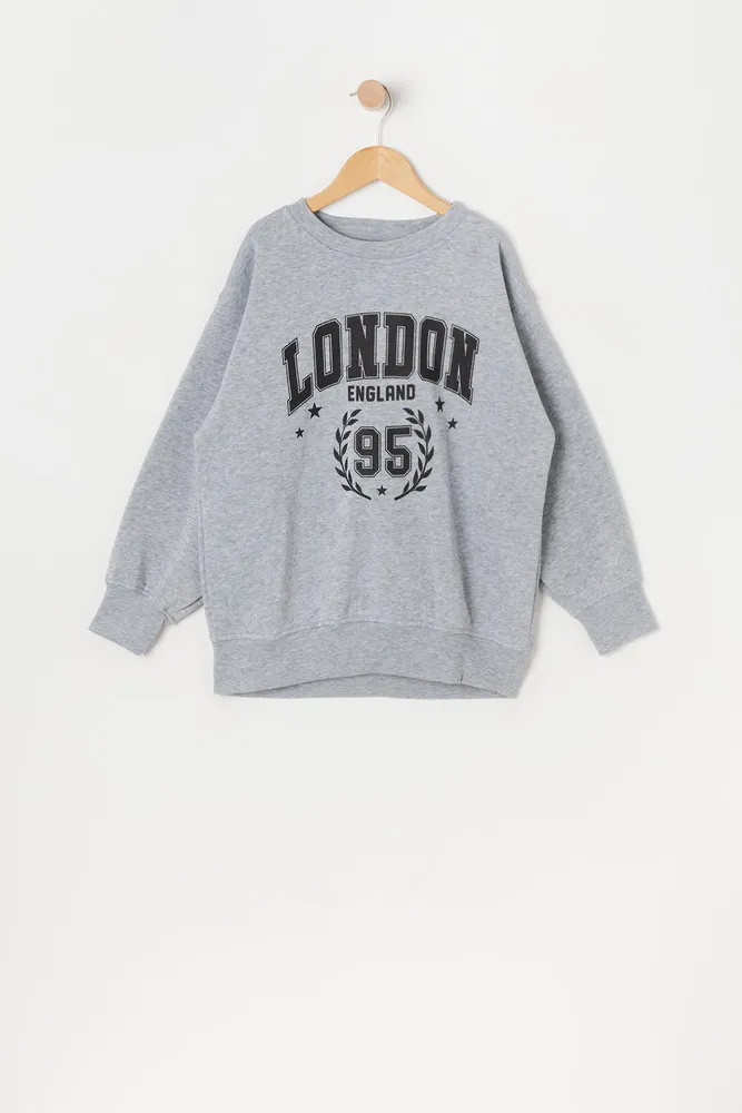 Girls London Graphic Oversized Fleece Sweatshirt