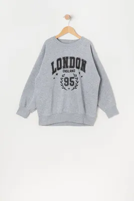 Girls London Graphic Oversized Fleece Sweatshirt