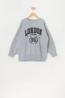 Girls London Graphic Oversized Fleece Sweatshirt