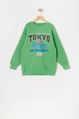Girls Tokyo Graphic Oversized Fleece Sweatshirt