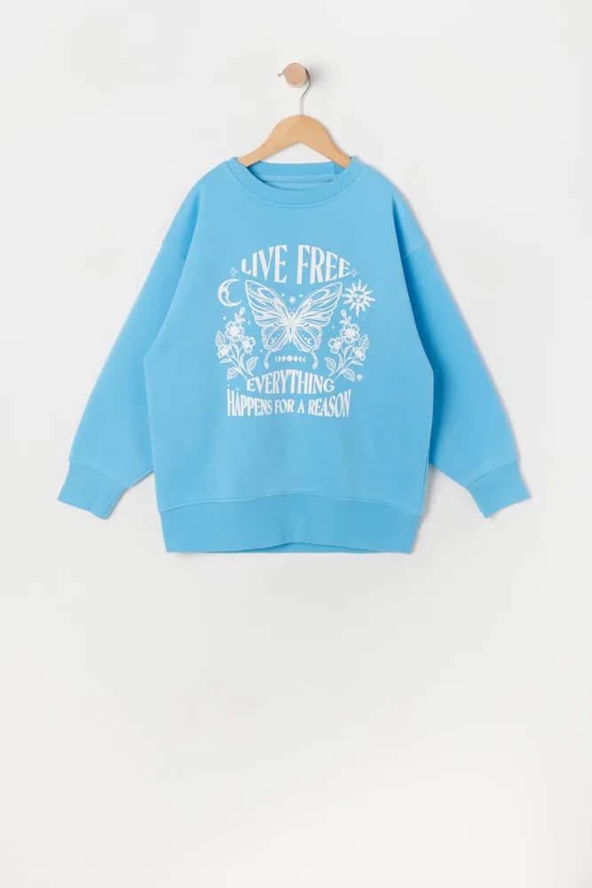 Girls Live Free Graphic Fleece Sweatshirt