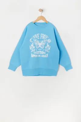 Girls Live Free Graphic Fleece Sweatshirt
