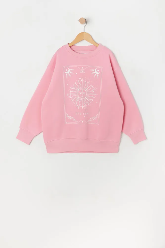 Girls The Sun Tarot Card Graphic Fleece Sweatshirt