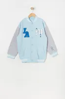 Girls Chenille Los Angeles Fleece Varsity Jacket