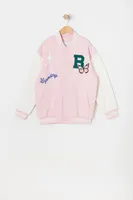 Girls Chenille B Fleece Varsity Jacket