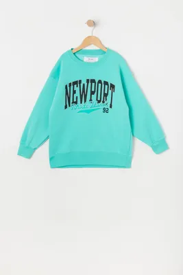 Girls Fleece Oversized Newport Graphic Sweatshirt