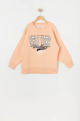 Girls Fleece Oversized New York Graphic Sweatshirt