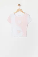 Girls Heart Embroidered Colour Block Top