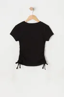 Girls Ribbed Side Cinched Top