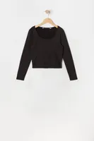 Girls Soft Fleece Long Sleeve Corset Top