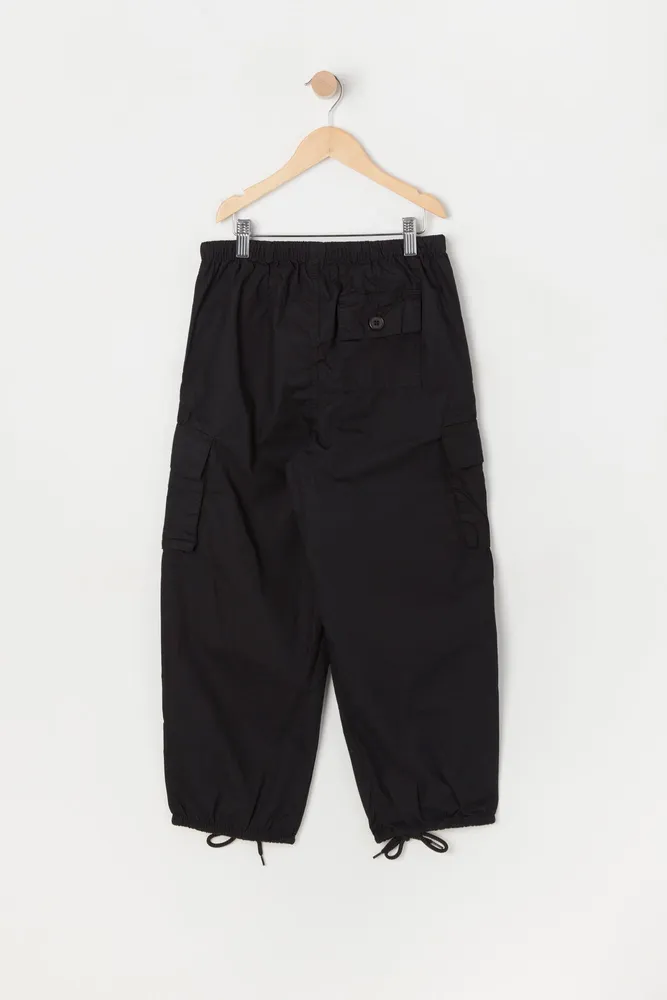 Black Cargo Parachute Pants