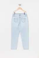 Girls High-Rise Distressed Light Wash Mom Jean