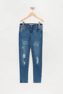Girls Miami Distressed Dark Wash Skinny Jean