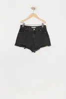 Girls Chelsea High-Rise Vintage Rip Black Short