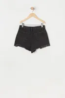 Girls Chelsea High-Rise Vintage Rip Black Short