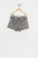 Girls Chelsea High-Rise Vintage Rip Grey Short