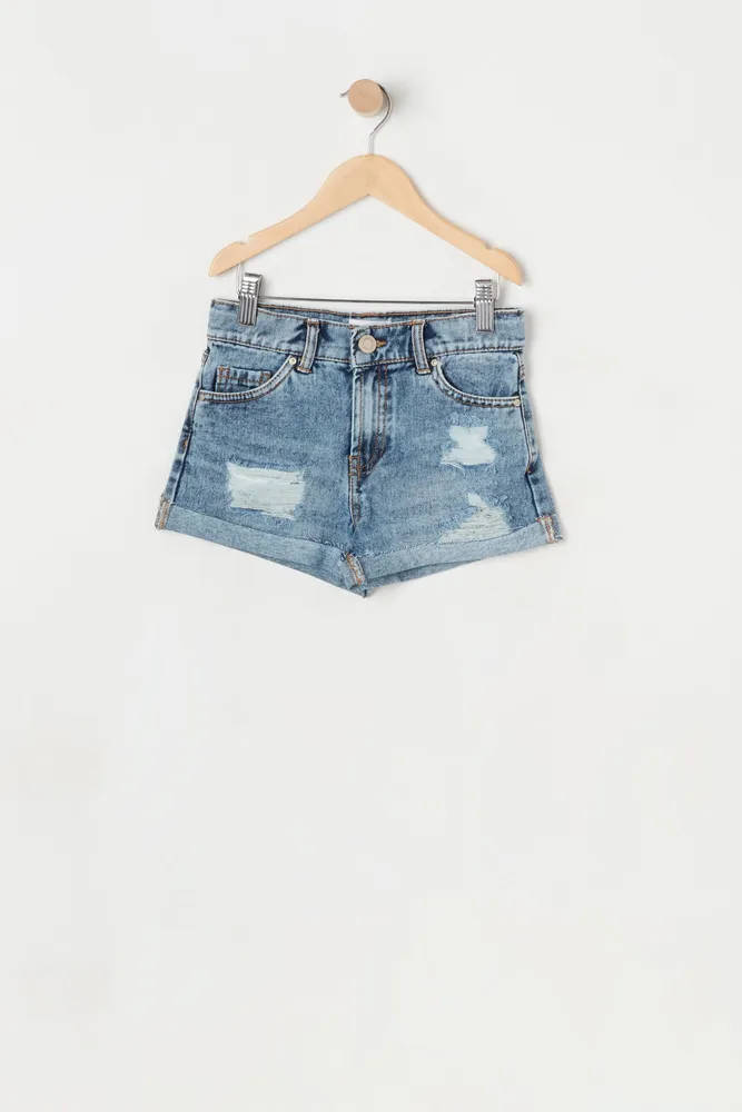 High Waisted Mom Women's Shorts - Medium Wash