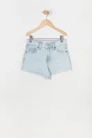 Girls Chelsea High-Rise Vintage Rip Light Wash Short