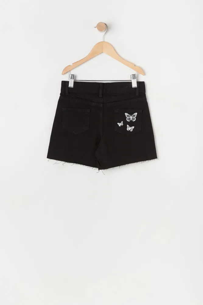 Girls Chelsea Black Wash Denim Short