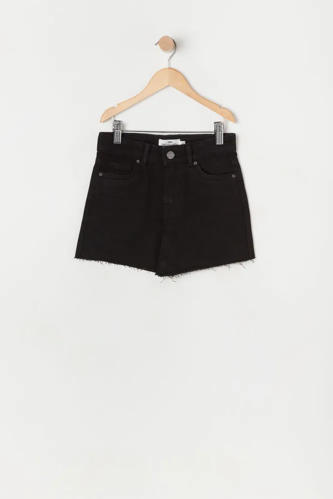 Girls Chelsea Black Wash Denim Short