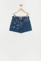 Girls Chelsea Butterfly Print Denim Short