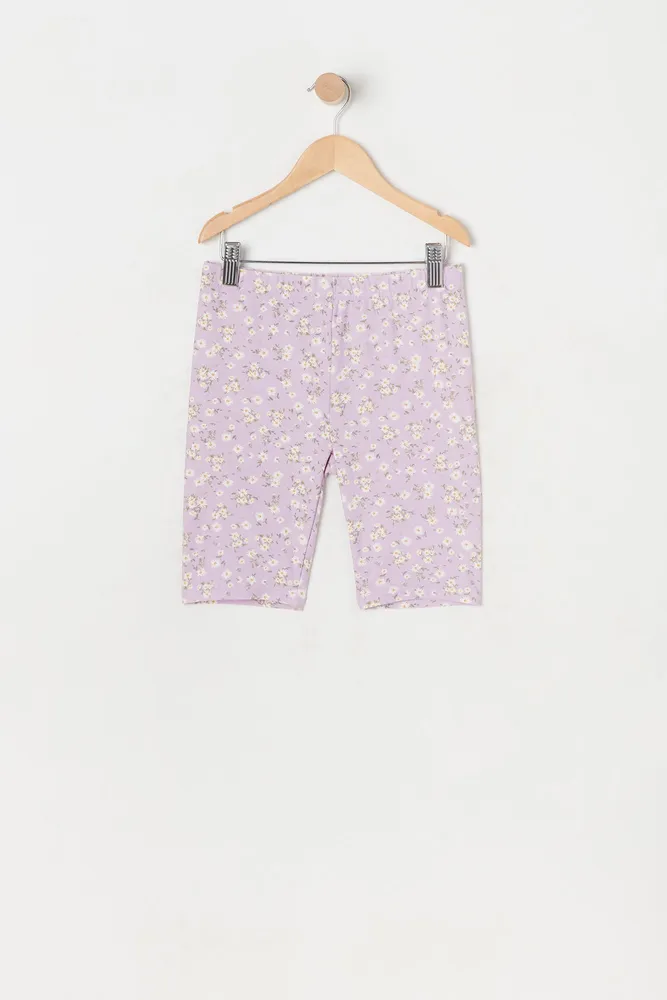 Girls Floral Soft Biker Short (2 Pack