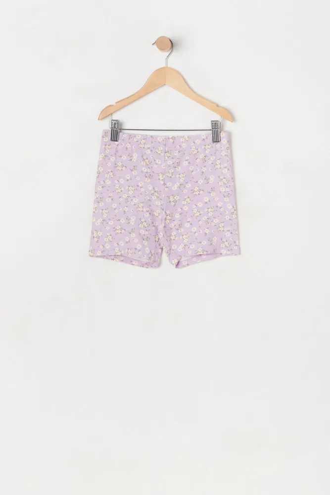 Girls Floral Biker Shortie (2 Pack