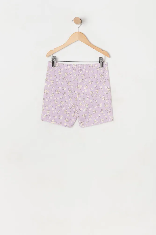 Girls Floral Biker Shortie (2 Pack