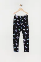 Girls Soft Butterfly Print Fleece Legging