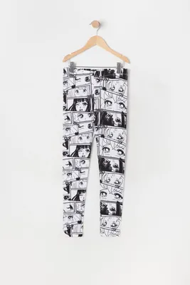 Girls Soft Anime Eye Print Legging