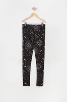 Girls Soft Mystic Sun and Moon Print Legging