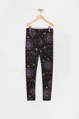 Girls Soft Mystic Sun and Moon Print Legging