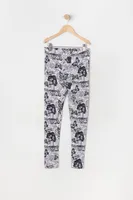 Girls Soft Newspaper And Butterfly Print Legging