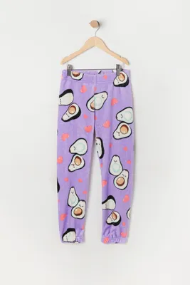 Girls Avocado Print Plush Pajama Jogger