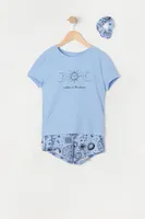 Girls Sun and Moon Graphic  3-Piece Pajama Set