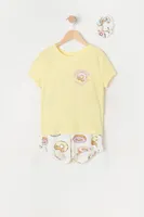 Girls Donut Graphic 3-Piece Pajama Set