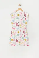 Girls Girly Emoji Print Drawstring Dress