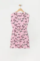 Girls Butterfly Print Drawstring Dress