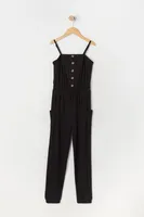 Girls Soft Button-Up Jumpsuit