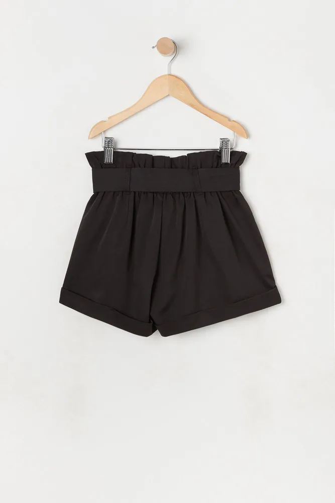 Girls Belted Paperbag Short