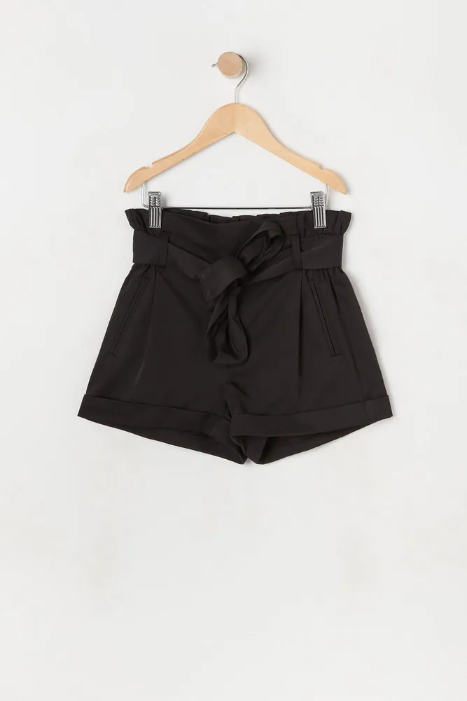 Girls Belted Paperbag Short