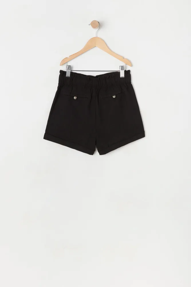 Girls Linen Paperbag Drawstring Short