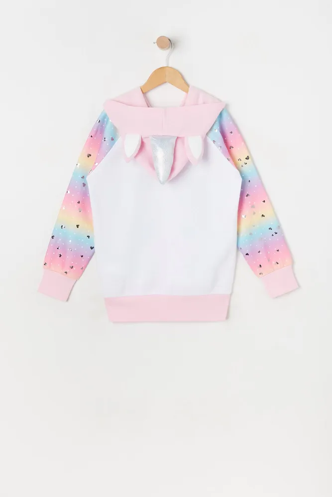 Girls Unicorn Graphic Fleece Hoodie