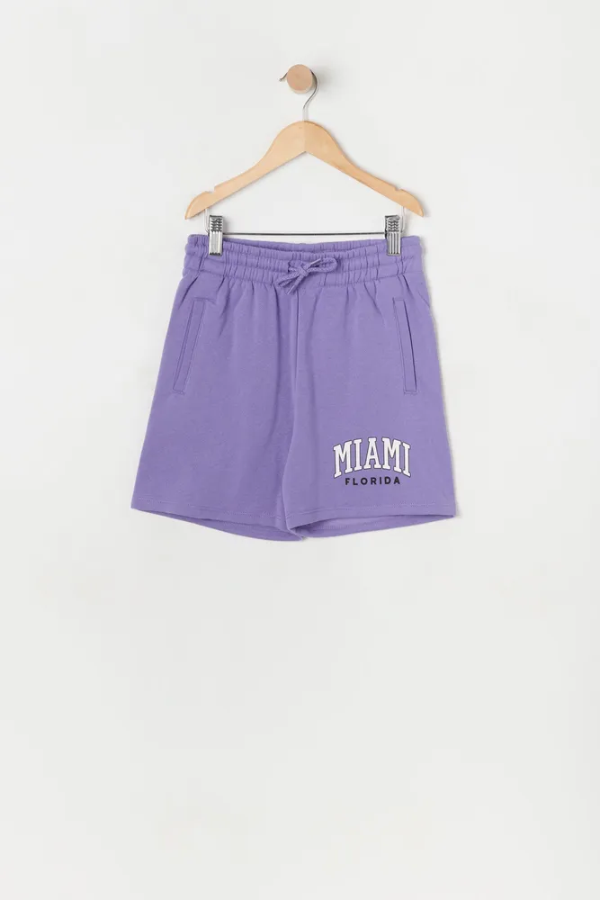 Girls Fleece Miami Graphic Boyfriend Short